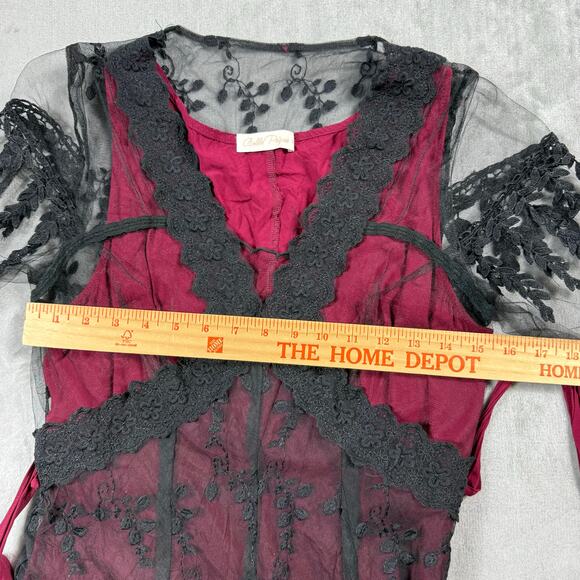 Belle Poque Victorian Ruffled Maxi Dress Medium Lace Mesh - Picture 9 of 13